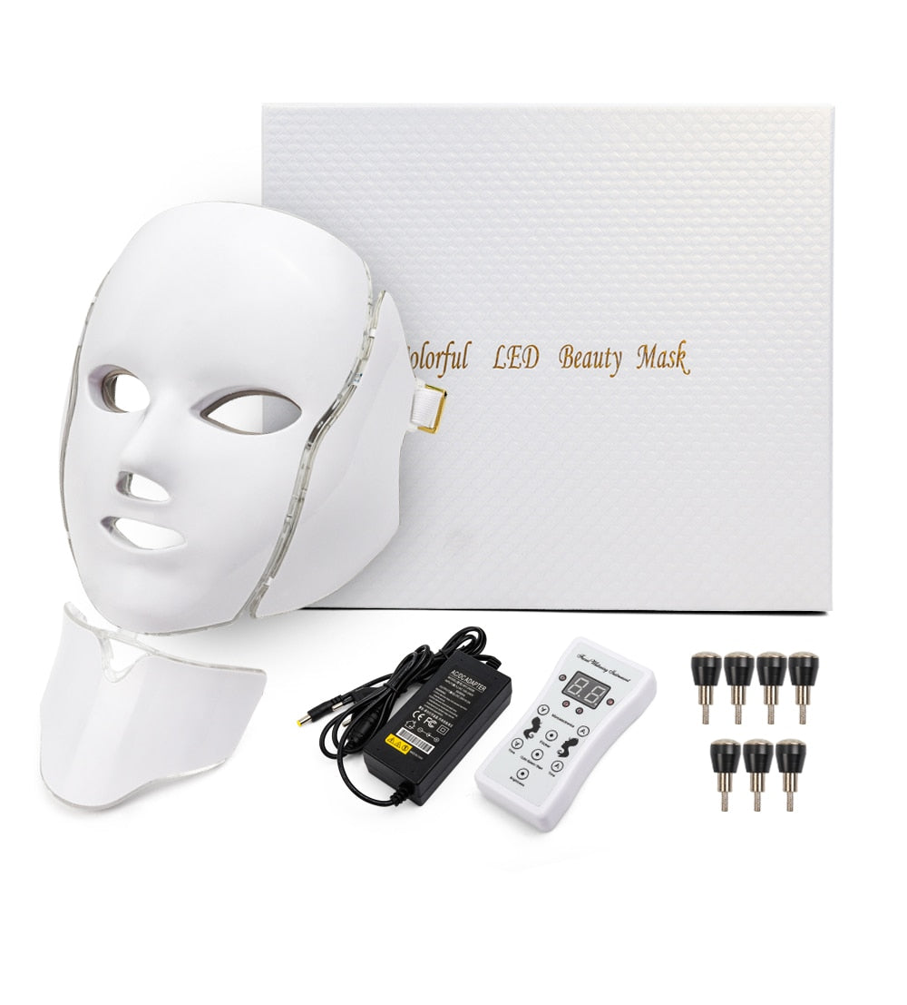 LED Facial Mask 7 Colors Light Phototherapy Red Light Therapy Skin Beauty Treatment