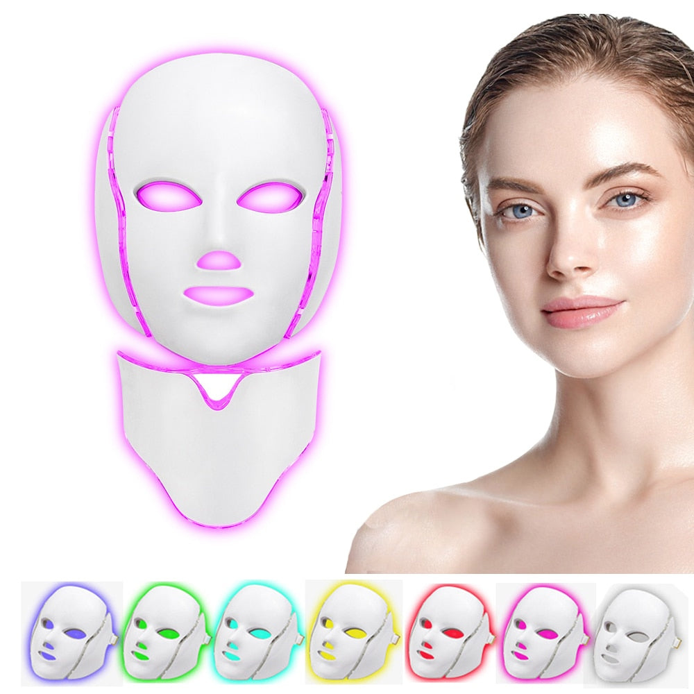 LED Facial Mask 7 Colors Light Phototherapy Red Light Therapy Skin Beauty Treatment