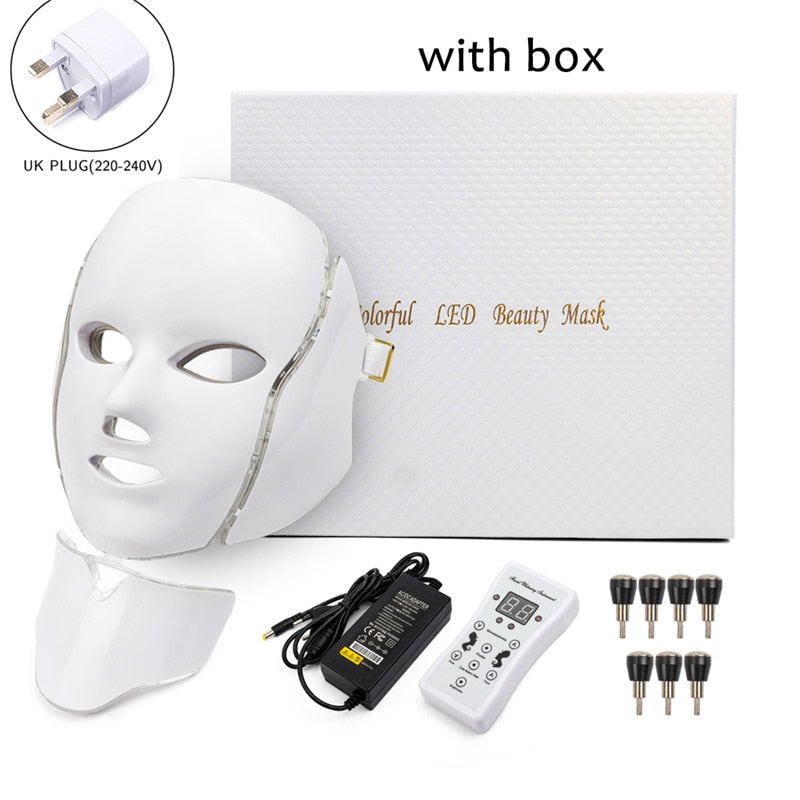 LED Facial Mask 7 Colors Light Phototherapy Red Light Therapy Skin Beauty Treatment