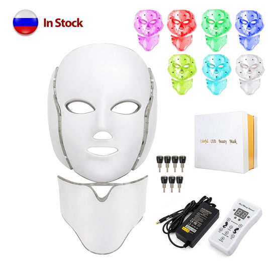 LED Facial Mask 7 Colors Light Phototherapy Red Light Therapy Skin Beauty Treatment